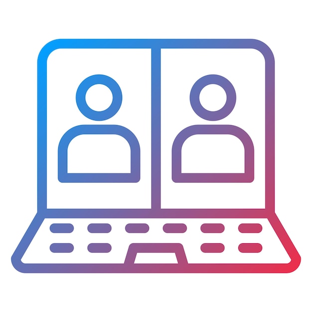 Reunión de diseño vectorial en el estilo de icono de portátil