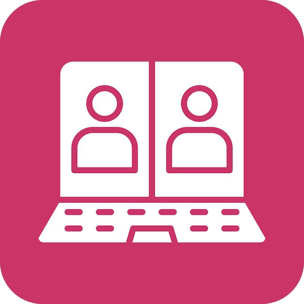Reunión de diseño vectorial en el estilo de icono de portátil