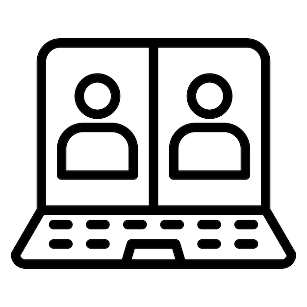 Reunión de diseño vectorial en el estilo de icono de portátil