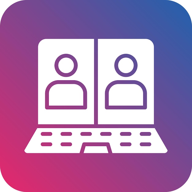 Reunión de diseño vectorial en el estilo de icono de portátil