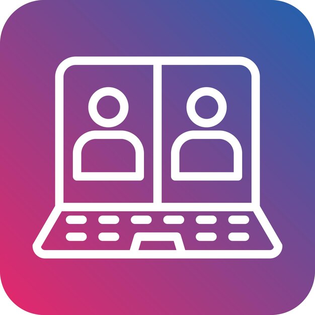 Reunión de diseño vectorial en el estilo de icono de portátil