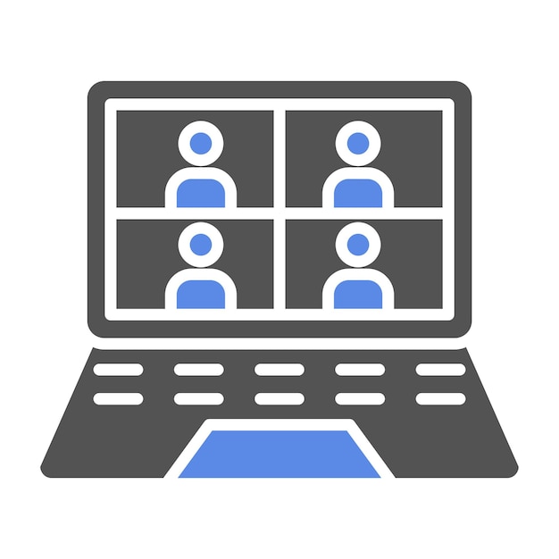 Reunión de diseño vectorial en el estilo de icono de portátil