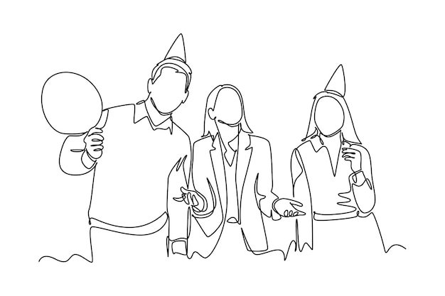Reunión de empleados Concepto Diseño de dibujo de línea única Ilustración gráfica vectorial