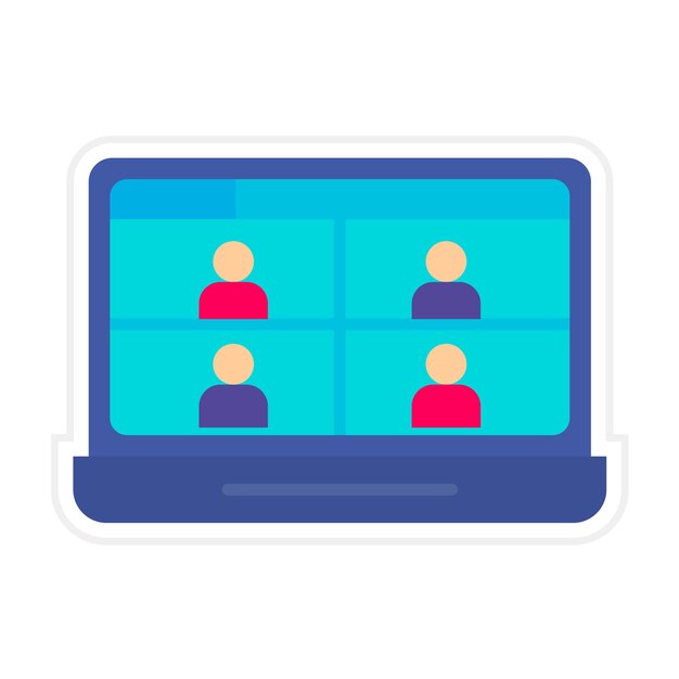 La reunión en el icono vectorial de la computadora portátil se puede utilizar para el conjunto de iconos de trabajo desde el hogar