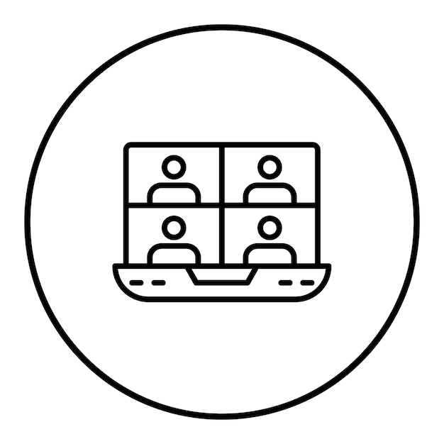 La reunión en el icono vectorial de la computadora portátil se puede utilizar para el conjunto de iconos de trabajo desde el hogar