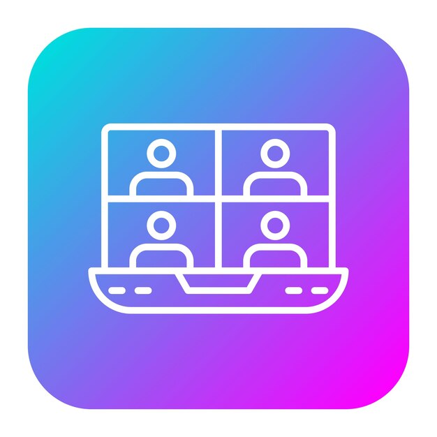 La reunión en el icono vectorial de la computadora portátil se puede utilizar para el conjunto de iconos de trabajo desde el hogar