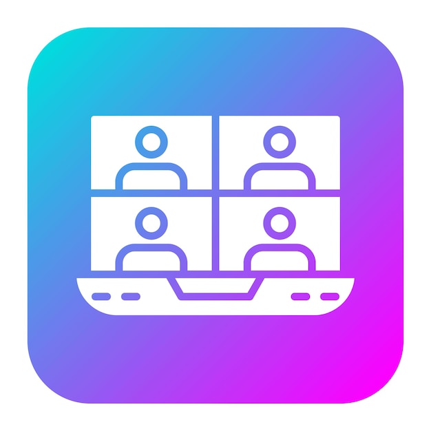 La reunión en el icono vectorial de la computadora portátil se puede utilizar para el conjunto de iconos de trabajo desde el hogar
