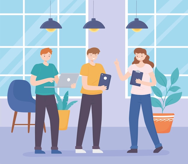 Reunión de personas de coworking