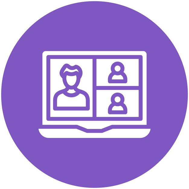 Reunión sobre la ilustración del icono vectorial de la computadora portátil del conjunto de iconos de trabajo desde el hogar