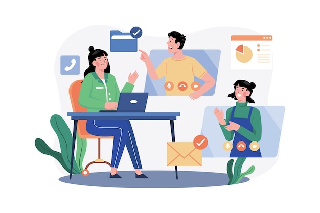 Reunión de video de un equipo de negocios