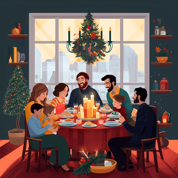 Vector reuniones familiares de navidad