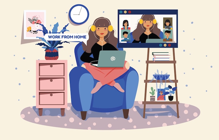 Vector reunirse juntos cuando trabajamos desde casa