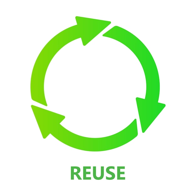 Reutilización de las flechas circulares verdes uso medio ambiente limpio contaminación salvar el planeta ecología naturaleza cero residuos reducir reciclar materiales ecológicos biodegradables microplásticos orgánicos naturales vector