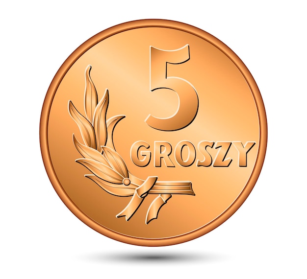 El reverso de la moneda polaca de cinco grosos Ilustración vectorial