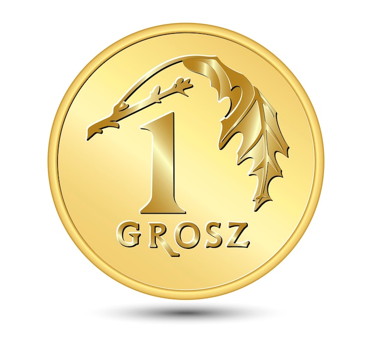 Vector el reverso de la moneda polaca una moneda de cobre grosz ilustración vectorial