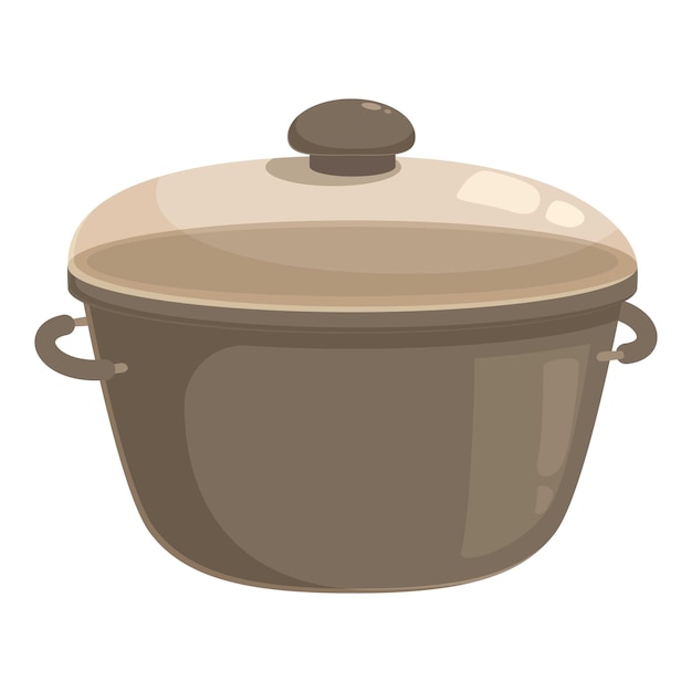El revestimiento del icono de la sartén es un vector de dibujos animados. La tapa de vidrio está cerrada.