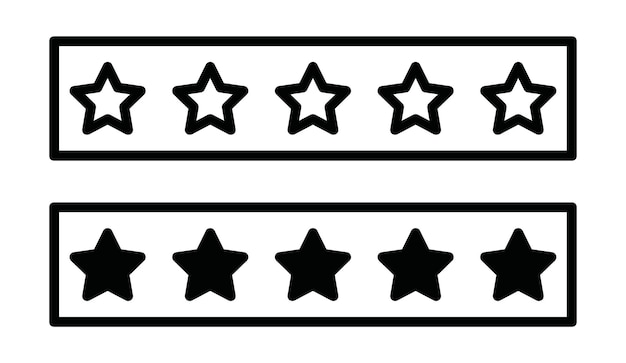 Revisa la colección o el conjunto de iconos de contorno de estrella Revisa el arte de líneas vectoriales delgadas de estrella