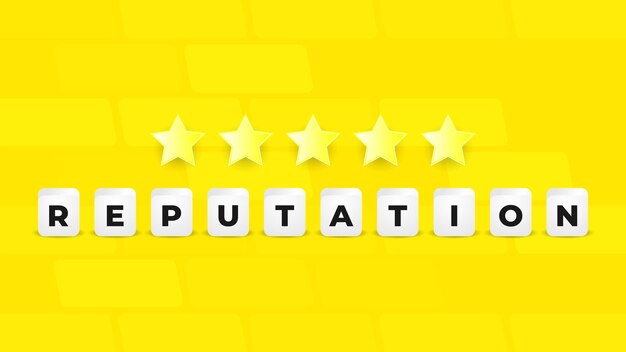 Revisión de calificación de 5 estrellas, alta calidad y buena reputación comercial, comentarios de los clientes o concepto de rango de evaluación de puntaje crediticio