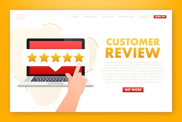 Revisión del cliente Evaluación de usabilidad Sistema de calificación de retroalimentación Concepto isométrico Ilustración vectorial