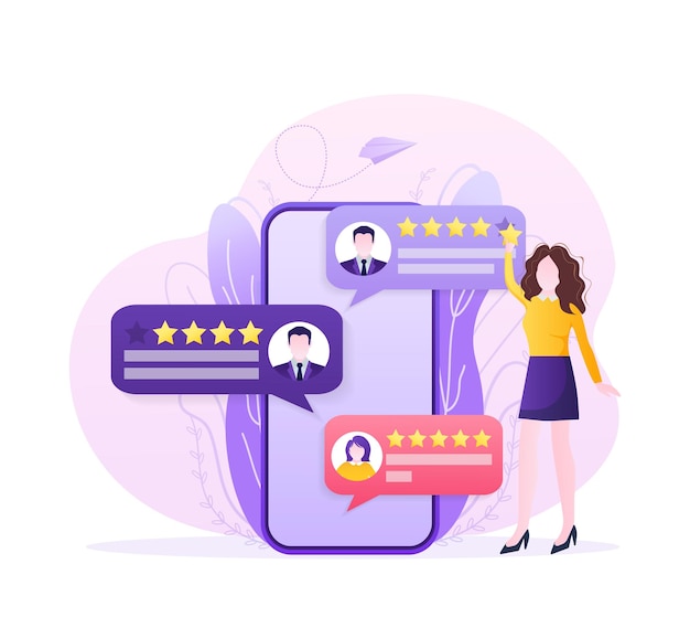 Revisión del cliente gran diseño para cualquier propósito Ilustración plana con revisión del cliente