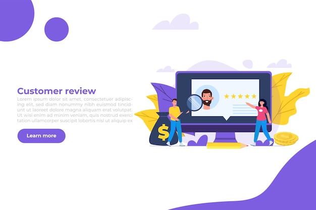 Revisión del cliente Usabilidad Evaluación Comentarios Sistema de calificación iconcept Ilustración vectorial