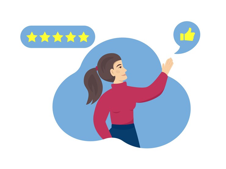 Vector revisión de comentarios de clientes con calificación de 5 estrellas. la mejor calidad, excelencia, calificación de alto rendimiento.