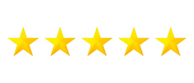 Revisión de producto de cinco estrellas 5 estrellas icono plano png transparente e ilustración vectorial