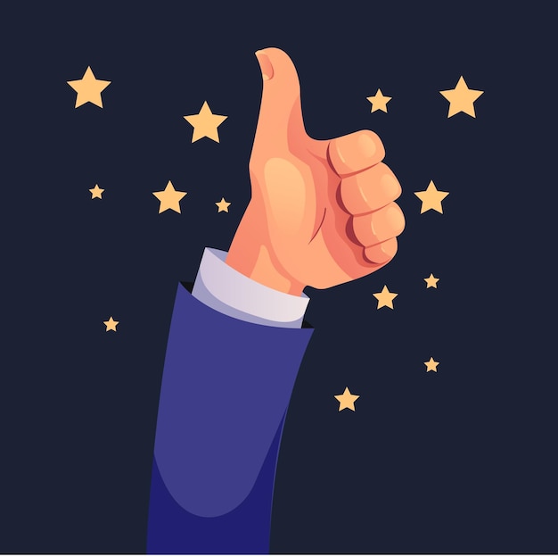 Revisión de retroalimentación positiva de la mano como el brazo concepto abstracto elemento de ilustración de diseño gráfico vectorial
