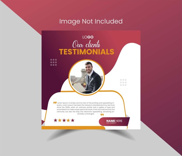 Revisión de la retroalimentación del servicio al cliente en redes sociales Diseño de banner de Square Banner creativo para clientes en redes sociales