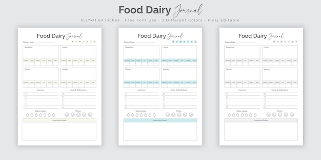 Vector revista láctea de alimentos y plantilla de diseño de interiores de cuaderno de bitácora de planificador diario de alimentos
