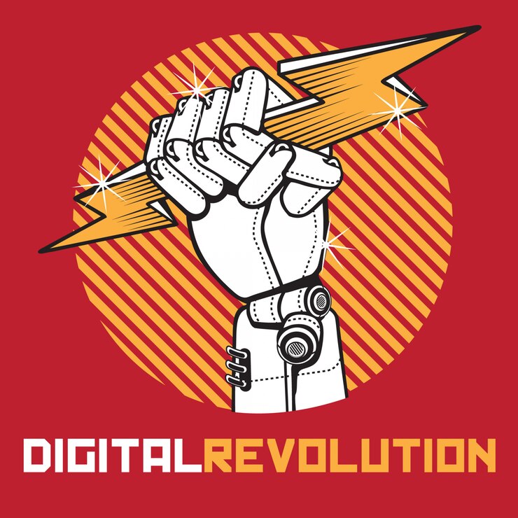 Vector revolución digital de la mano