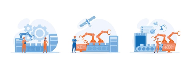 Revolución industrial inteligente Ingeniero que trabaja con interfaz interactiva