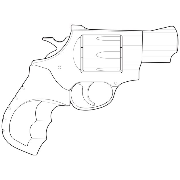 Vector revólver con estilo de arte de línea pistola de tiro ilustración de arma ilustración vectorial pistola de línea moderna