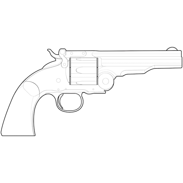 Vector revólver con estilo de arte de línea pistola de tiro ilustración de arma ilustración vectorial pistola de línea moderna