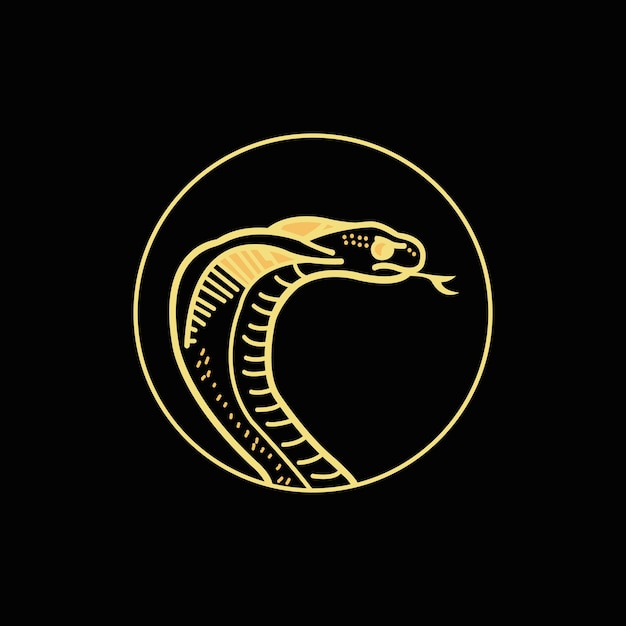 Vector rey cobra serpiente logo serpiente círculo icono diseño ilustración