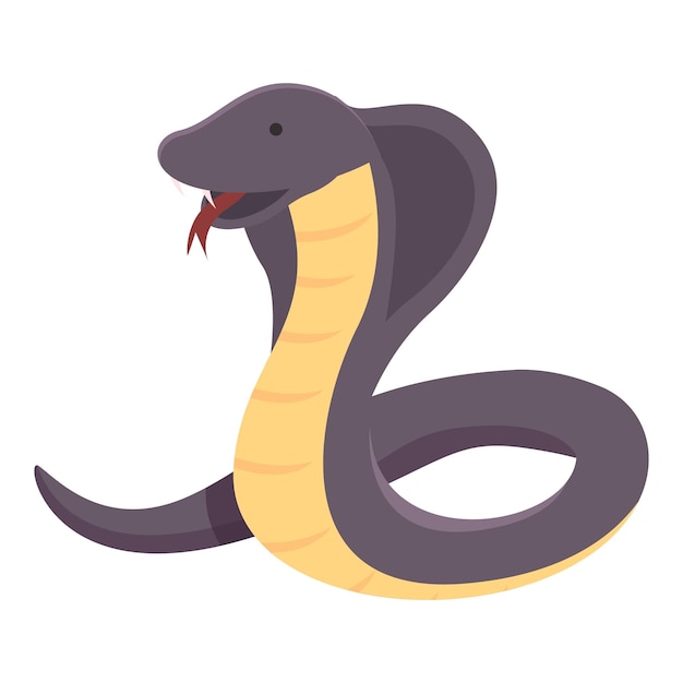 Rey cobra veneno icono vector de dibujos animados cabeza de serpiente mascota víbora