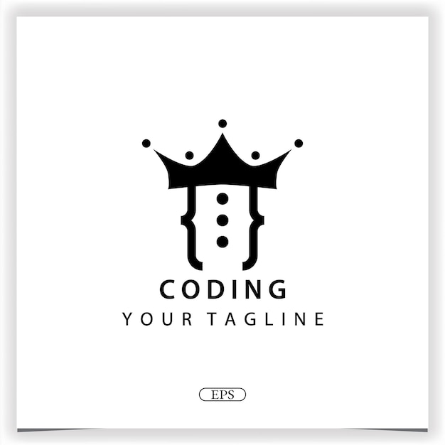 Rey codificación o programador logo premium elegante plantilla vector eps 10