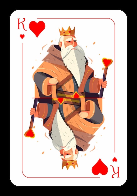 Rey de corazones diseño original de cartas de juego en fondo negro Ilustración vectorial