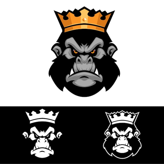 Rey de gorila el primate animal logo template