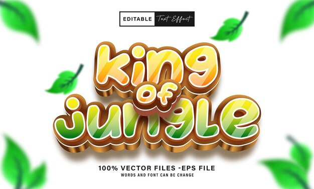 El rey de la jungla 3D efecto de texto vectorial editable estilo aventura efecto de texto 3D