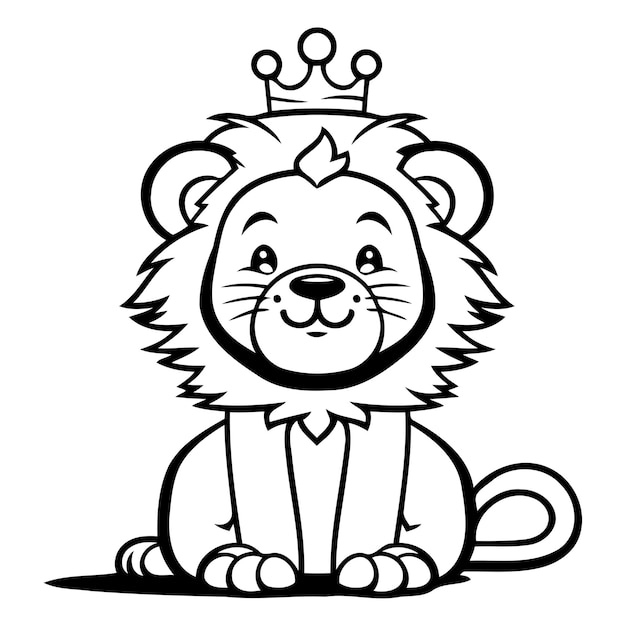 Vector el rey león en un traje y una corona ilustración vectorial