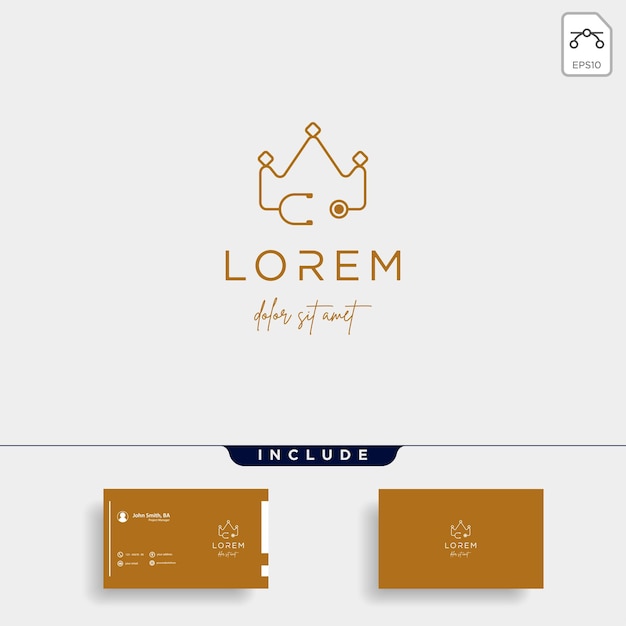 Rey médico diseño de logotipo Vector salud aislado