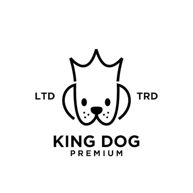 Rey perro cabeza línea arte vector logo diseño
