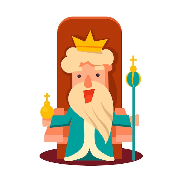 Rey personaje de dibujos animados, conjunto de ilustración de vector de emoción