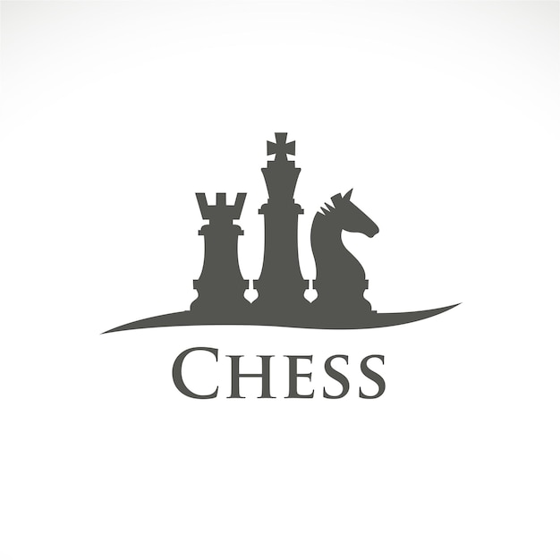 Rey de la torre a caballo en el juego de ajedrez Logotipo y patrón vectorial