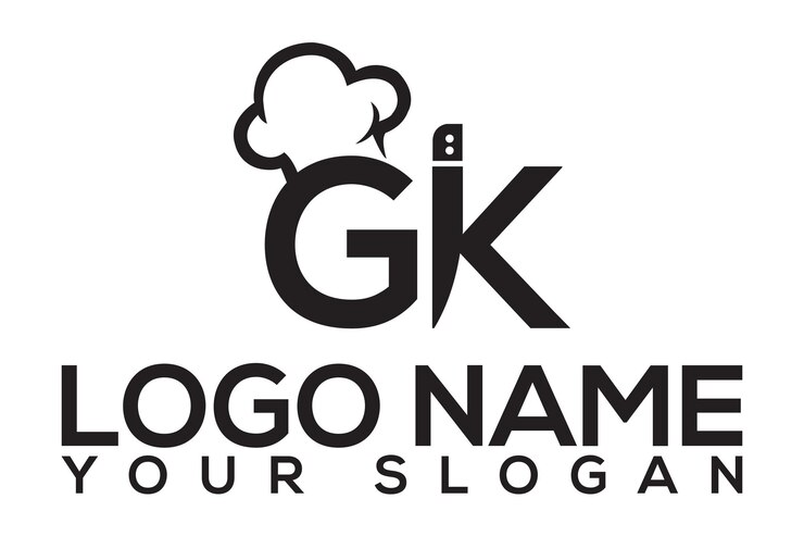 rg lette k sombrero de chef diseño del logotipo ilustración del restaurante café icono del logotipo aislado en