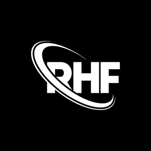 RHF logotipo RHF letra RHF letra diseño logotipo iniciales RHF logo vinculado con círculo y mayúscula monograma logotipo RRF tipografía para negocios de tecnología y marca inmobiliaria