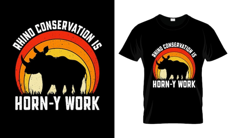 Vector rhino conservation is horny work camiseta gráfica colorida diseño de camiseta de rinoceronte