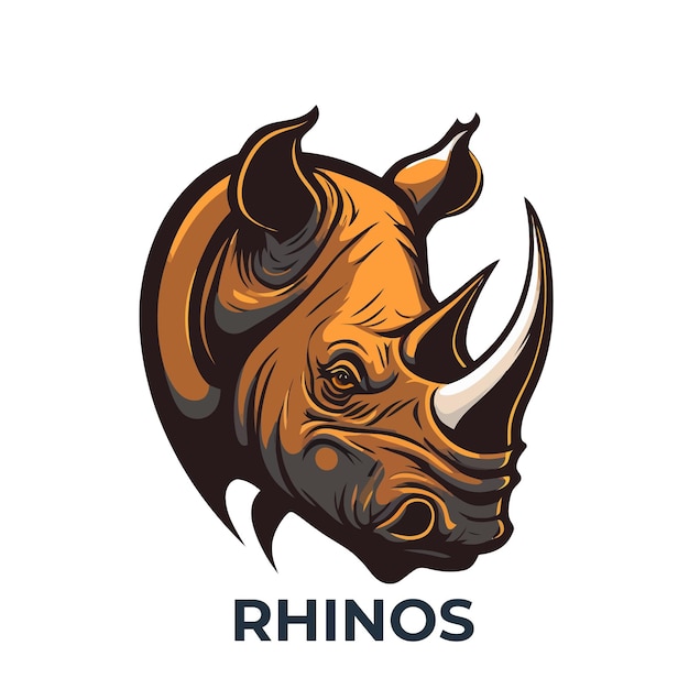 Rhino head logo mascota personaje rinoceronte animal salvaje zoológico icono de dibujos animados