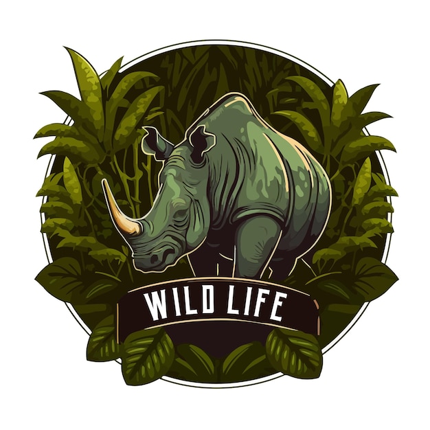 Rhino logo mascota personaje rinoceronte animal salvaje zoológico dibujos animados icono